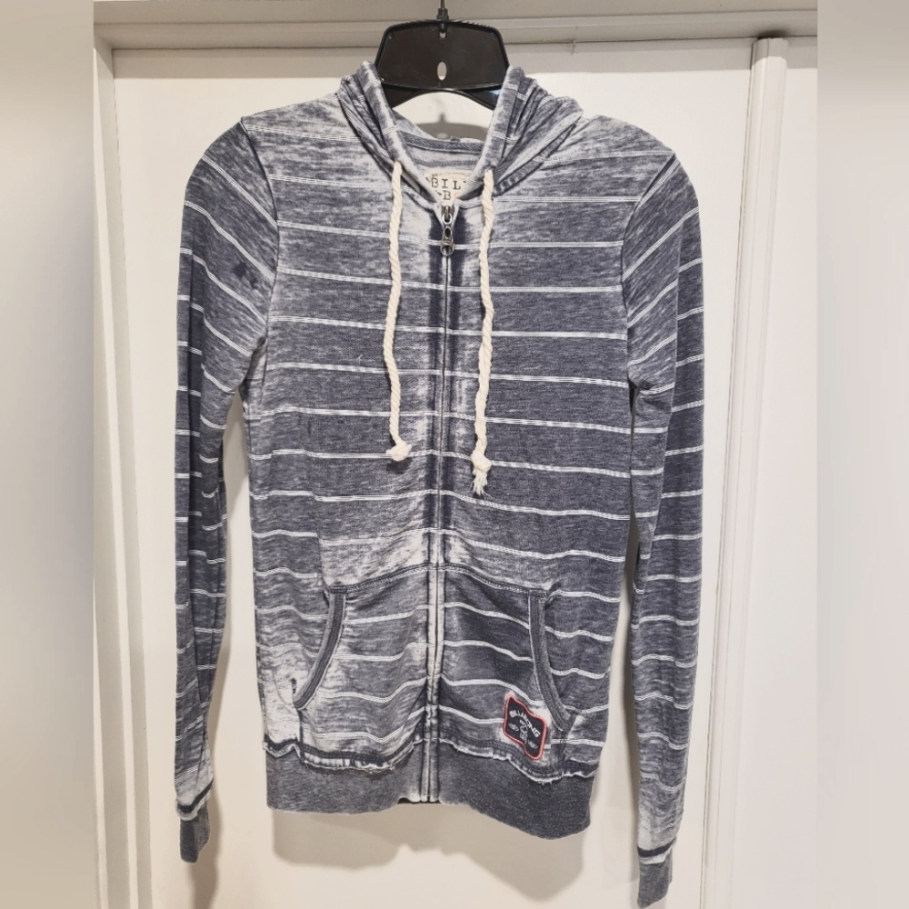 Billabong Striped Zip-Up Hoodie - Size Small